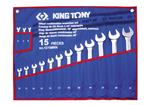 Trousse de clés mixtes à 45° métriques - 15 pièces - KING TONY 1275MRN