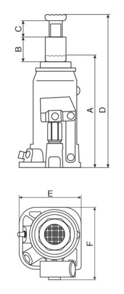 Cric hydraulique bouteille corps fonte 20t