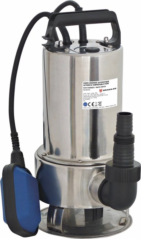 Pompe à eau immergée automatique inox 230V 750W avec flotteur DRAKKAR 08144