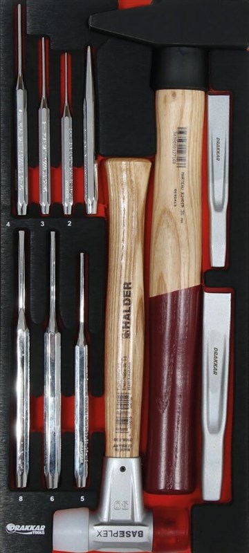 Module mousse finition métal - Marteau / Burins / Chasse-goupilles - 11 pièces DRAKKAR 09716