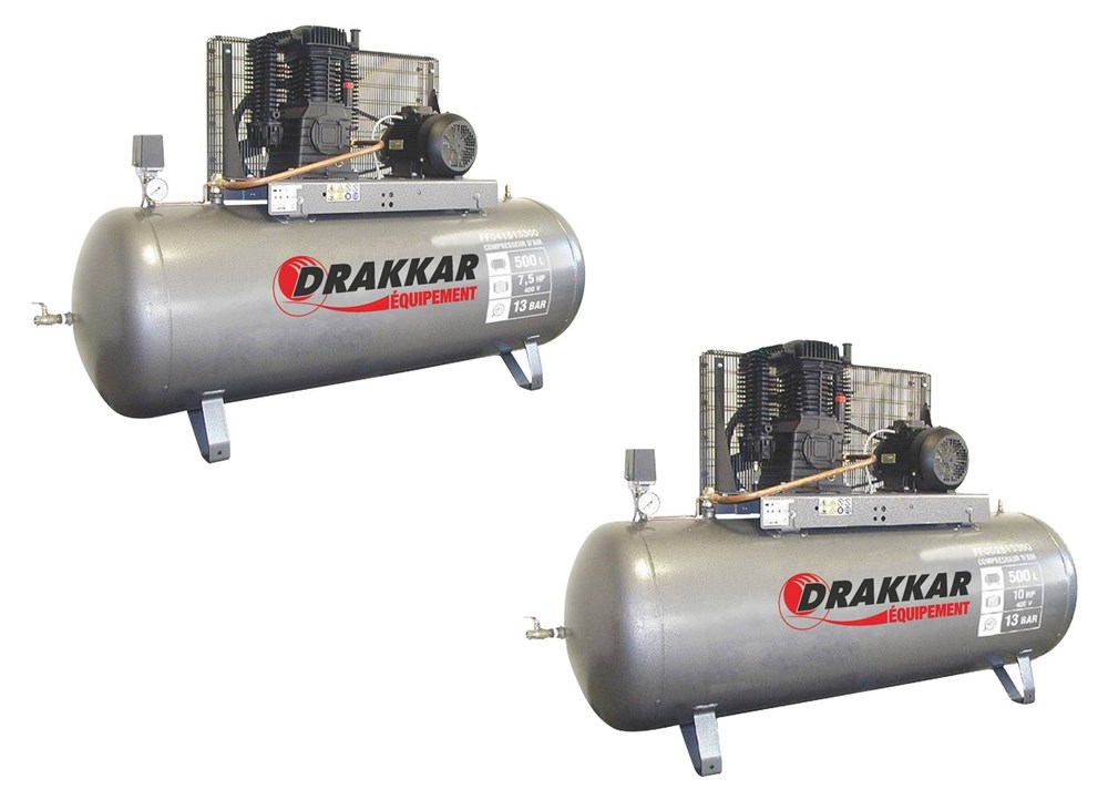 Compresseur fixe 500L 400V 13 bar à courroie DRAKKAR