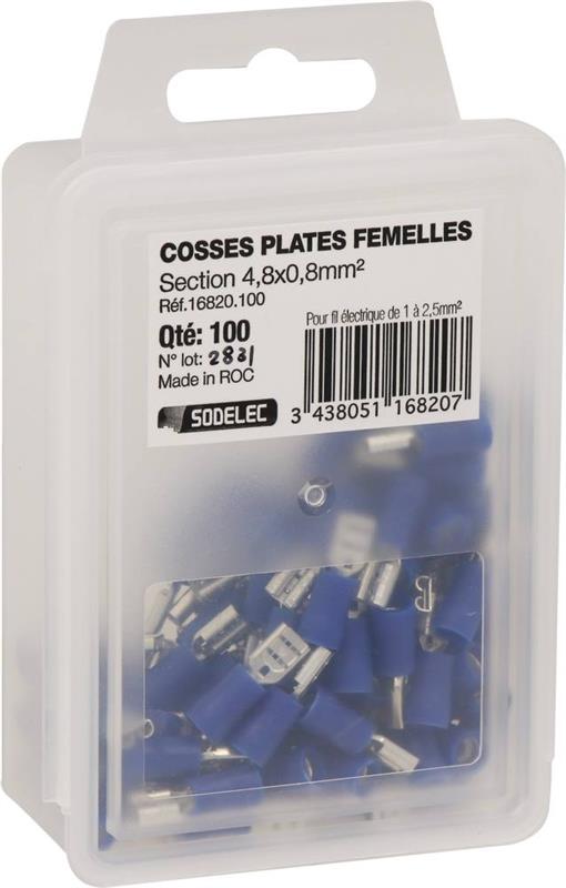 Cosses Plate Femelle Isolées 4,8x0,5 Mm - Rouge - Lot De 25 - RND Connect - Neuf Sous Emballage
