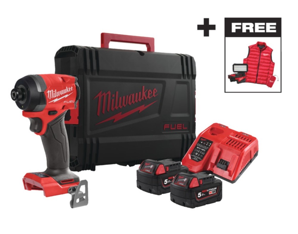 Pack M18 FID3MC-502X : Visseuse à Chocs Hex ¼  M18 FUEL™ + doudoune & projecteur LED - Milwaukee 4933499450