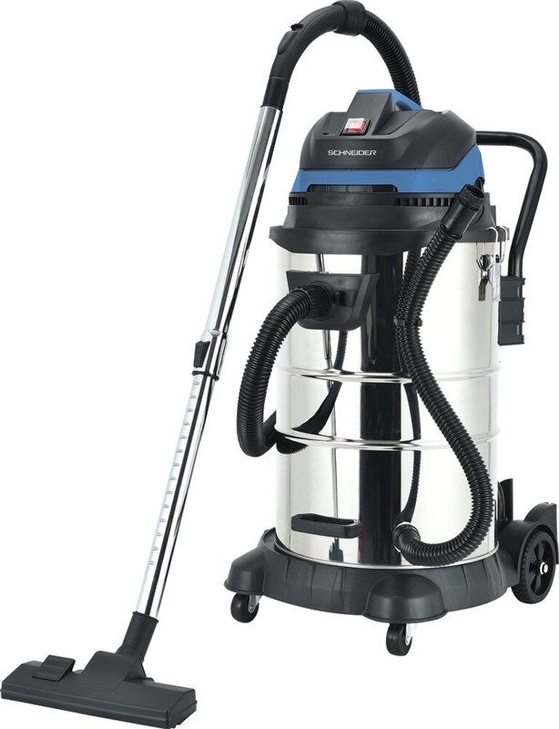 Aspirateur eau et poussière 50L 230V 1200W cuve inox basculante/décolmatage/souffleur SCHNEIDER 50006