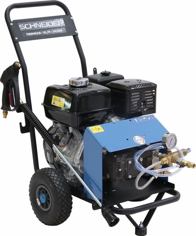 Nettoyeur HP eau froide moteur thermique OHV 15 l/min 240 bar avec flexible 10m SCHNEIDER 50031