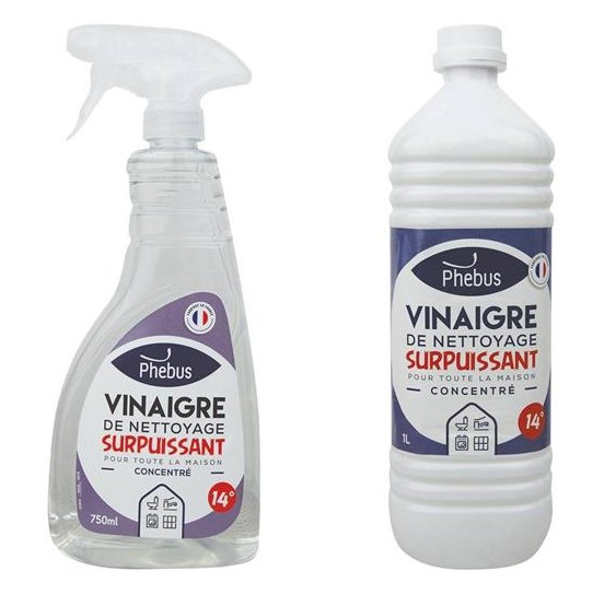 Vinaigre de nettoyage surpuissant 14° Phebus | Disponible en 750ml ou 1L
