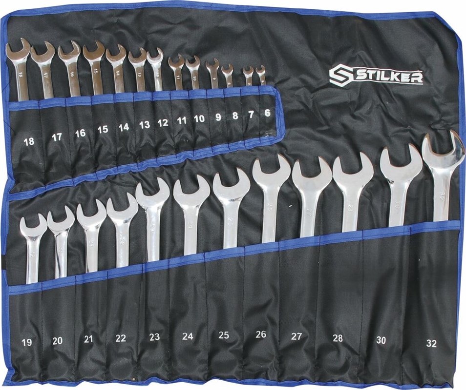Clés mixtes de 6 à 28, 30, 32mm full polish - 25 pièces – STILKER 68641