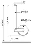 Roue jockey, jante ACIER 60mm - Course de 265mm - 500kg - AL-KO 18029