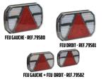 Feu arrière rectangle LED 7 fonctions - Sodiflash 79580 79581 79582 - Recul, clignotant dynamique, stop, réflecteur, position, éclaireur de plaque, antibrouillard - Droit, Gauche ou Droit + Gauche.