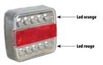 Feu arrière carré LED 4 fonctions - Sodiflash 17250 - Clignotant , stop, position, éclaireur de plaque.