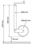 Roue jockey jante PVC 48mm - Course de 170mm - 150kg 17549
