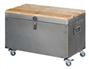 Coffre de rangement en acier brut avec planches et roulettes 79L - Techman 8910462