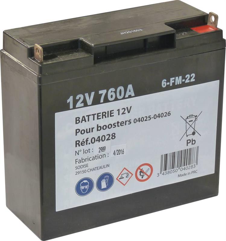 Batterie 22A/h pour booster POWER MAX 6500 & POWER MAX 12000 - Sodistart