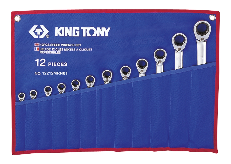 Trousse de clés mixtes cliquet réversible-12 pcs-KING TONY 12212MRN01